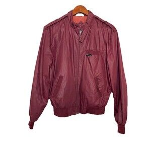 Vintage Members Only Jacket Mens 42 Burgundy Full Zip Bomber Maroone